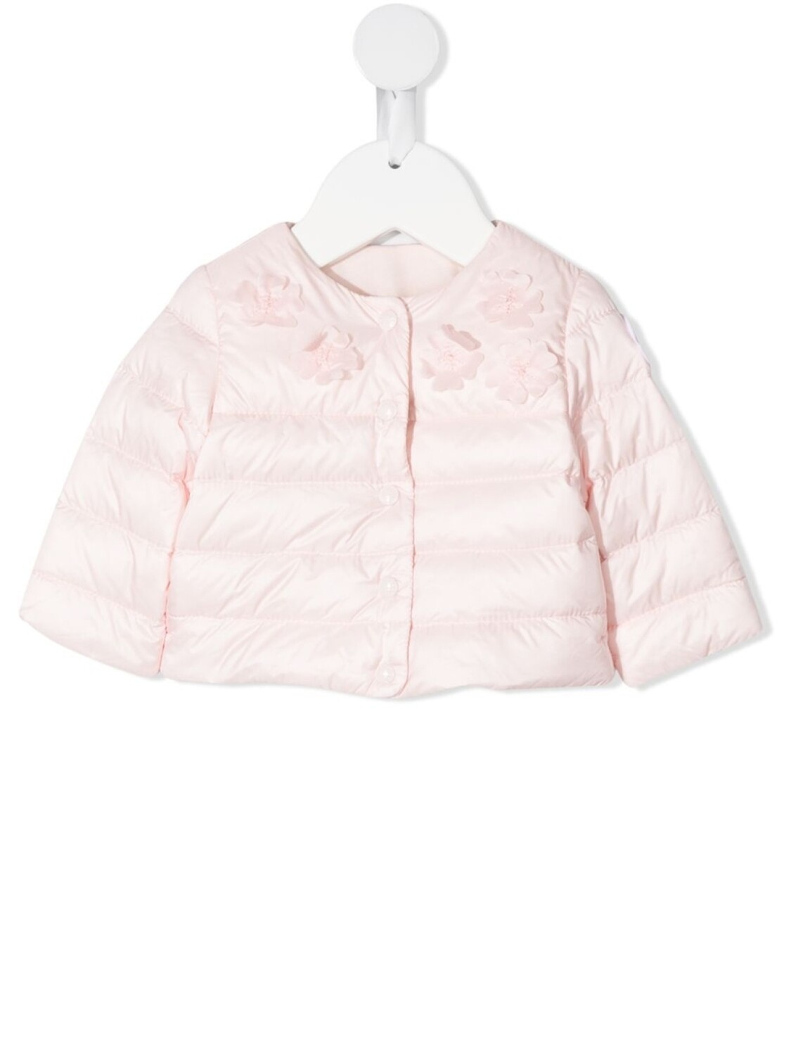 

Moncler Enfant пуховик с цветочной аппликацией, розовый