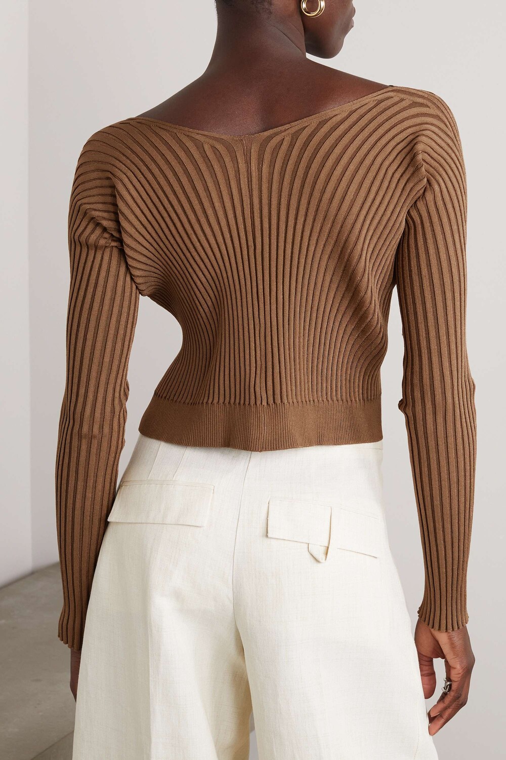 

JACQUEMUS декорированный кардиган Pralù в рубчик, коричневый