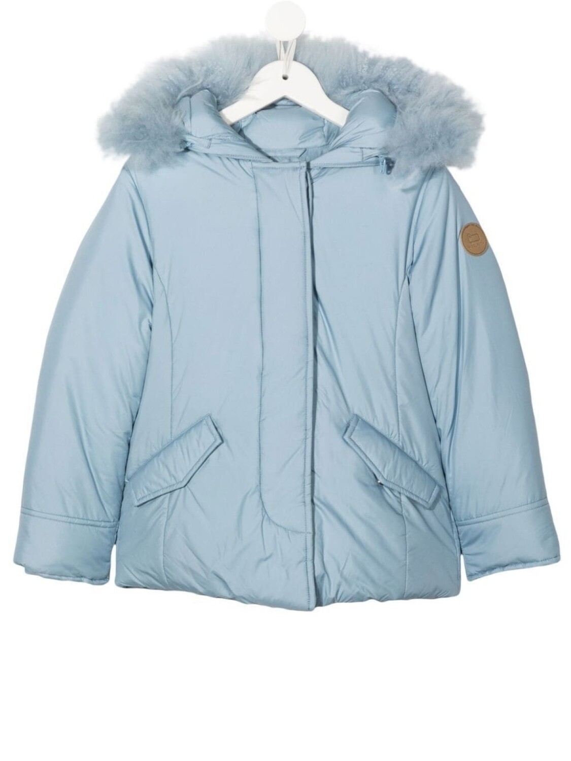 

Woolrich Kids куртка с капюшоном и нашивкой-логотипом, синий