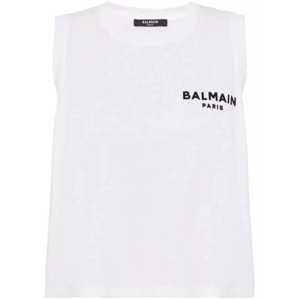 

Футболка logo-flocked cotton top Balmain, белый