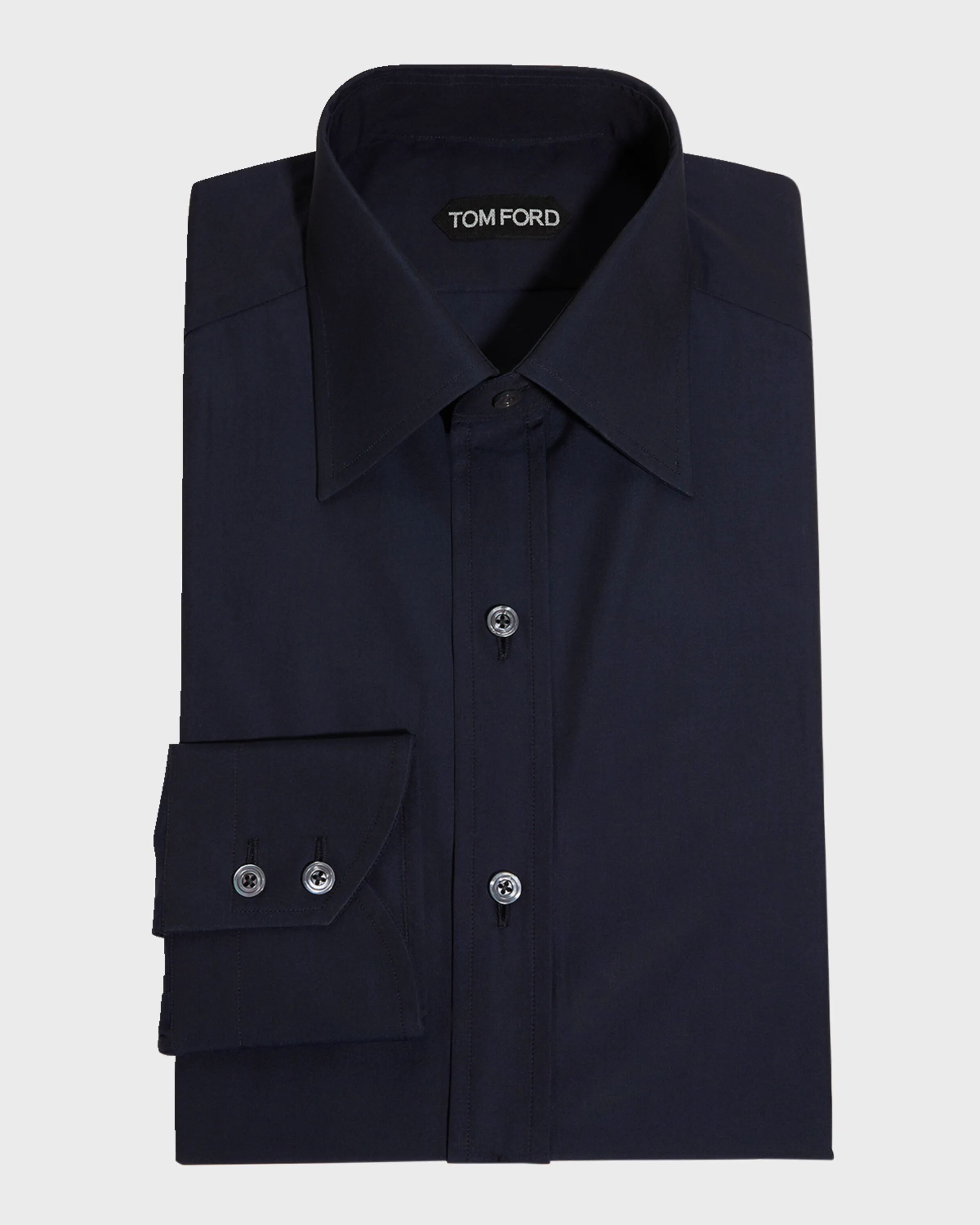 

Мужская классическая рубашка из однотонного хлопка TOM FORD, цвет Dark Blue Solid