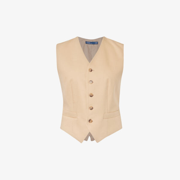 

Жилет pauline из смеси шерсти и хлопка с v-образным вырезом Polo Ralph Lauren, цвет monument tan