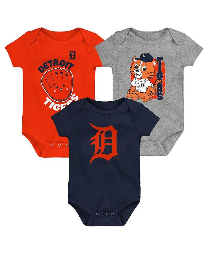 цена Комплект из 3 сменных боди для мальчиков и девочек темно-синего, оранжевого и серо-бежевого цвета Detroit Tigers Outerstuff, синий