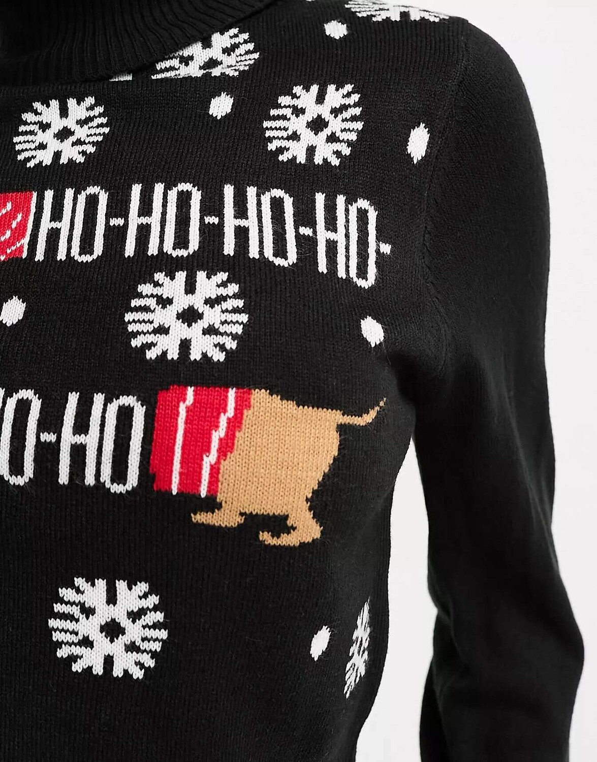 

Черный укороченный джемпер с высоким воротником и потертым принтом Christmas Threadbare
