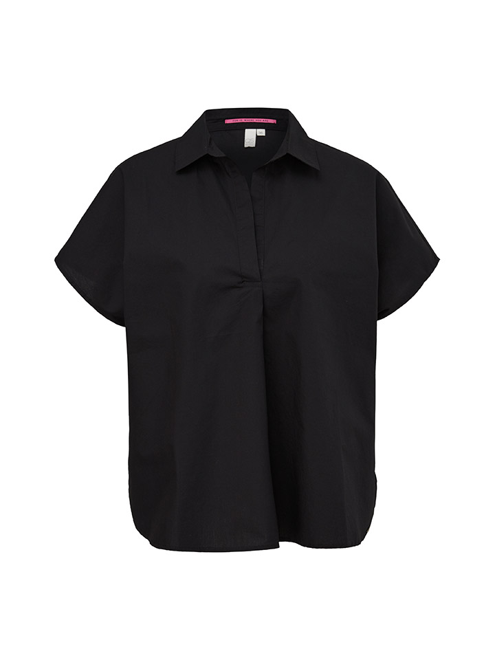 Блуза QS by S. Oliver, черный блуза женская q s designed by s oliver артикул 510 10 112 10 100 2106798 цвет черный 9999 размер 36