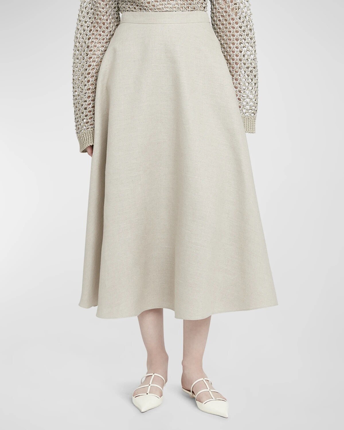 

Юбка миди полного круга с логотипом Valentino Garavani, цвет Beige Multi
