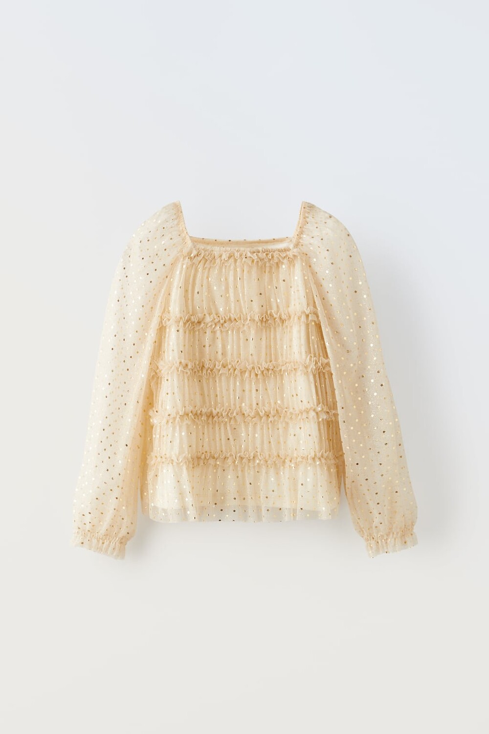 

Топ из тюля в золотой горшок ZARA, экрю