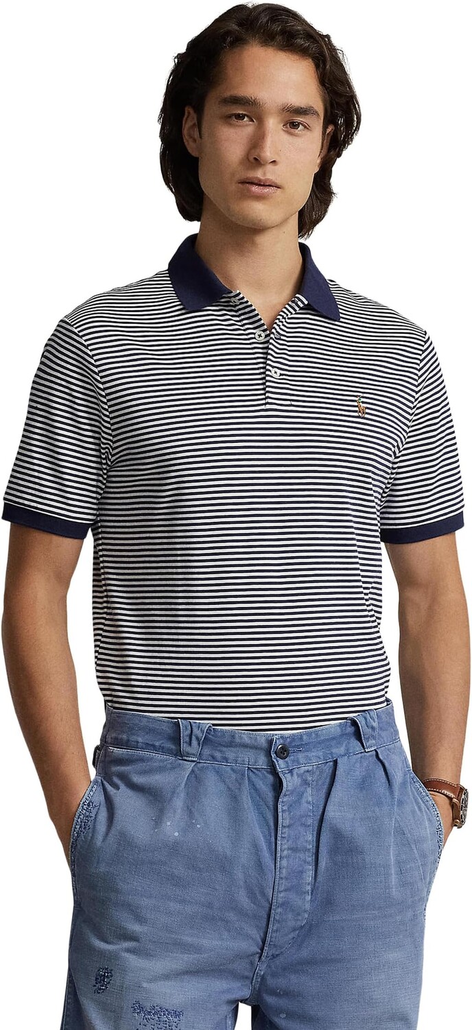 

Рубашка-поло Classic Fit Striped Soft Cotton Polo Shirt Polo Ralph Lauren, цвет Refined Navy/White