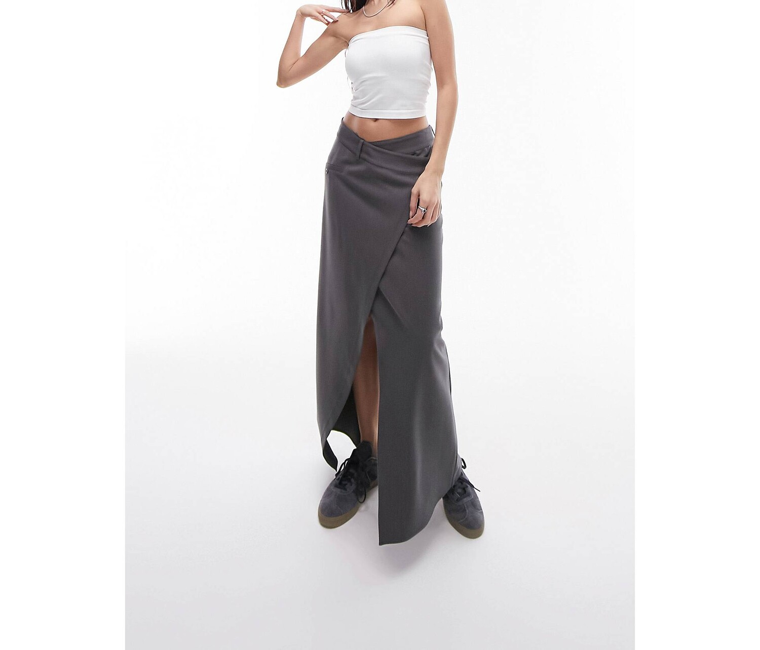 

Серая макси-юбка прямого кроя Topshop