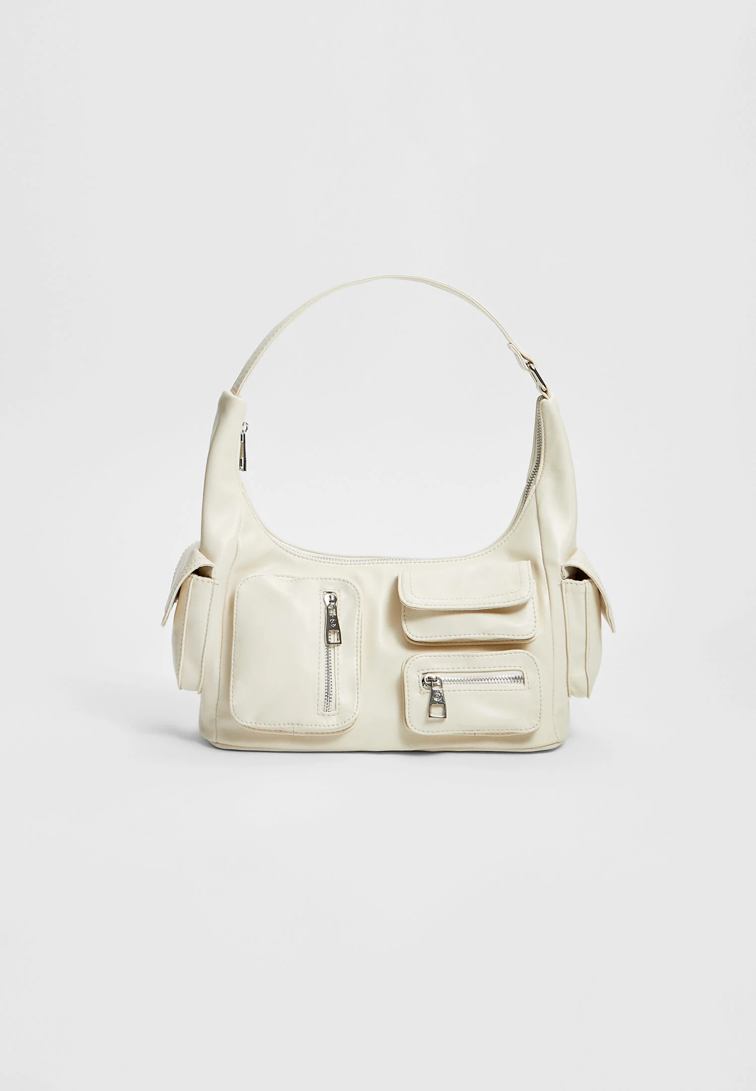 

Сумка через плечо с карманами Stradivarius, экрю, Серый