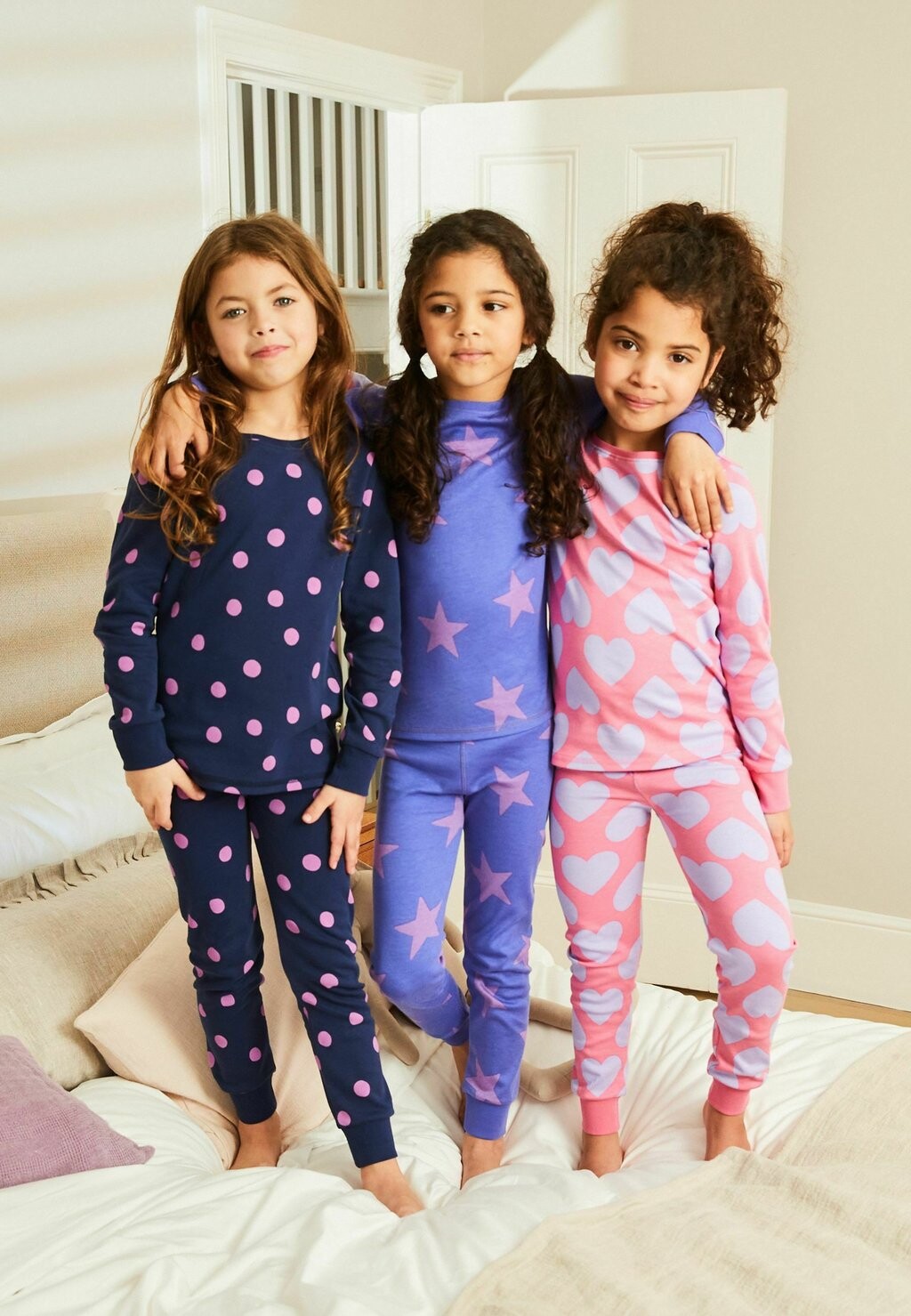 

Пижамы Heart, Spot And Star Pyjamas 3 Pack Next, цвет pink purple