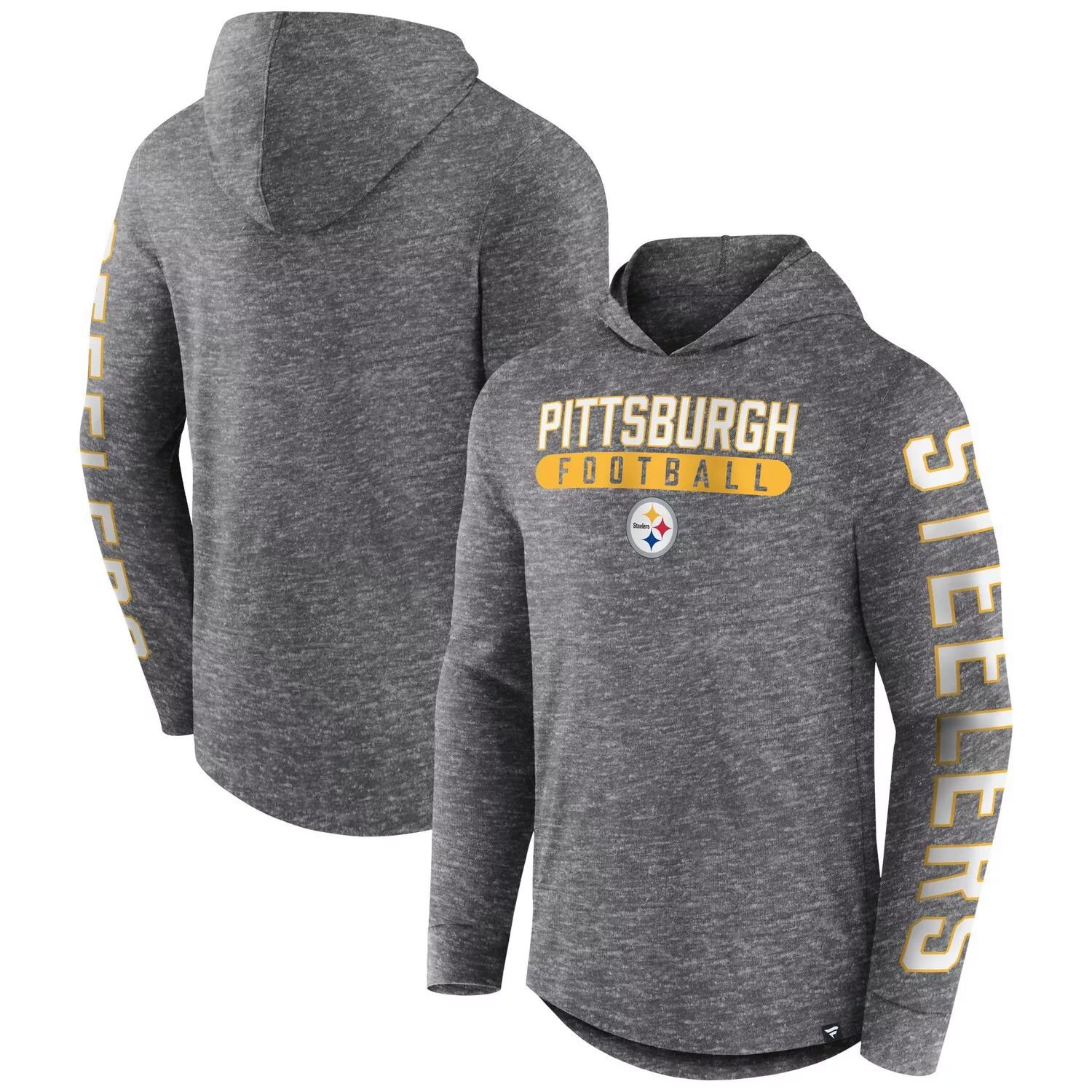 

Мужская футболка с капюшоном и длинными рукавами с логотипом Heather Charcoal Pittsburgh Steelers Pill Stack Fanatics