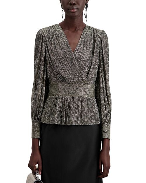 

Топ с длинными рукавами металлик The Kooples, цвет Silver
