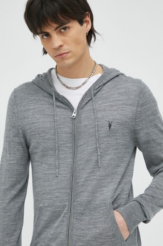 

Шерстяная толстовка MODE MERINO на молнии с капюшоном AllSaints, серый