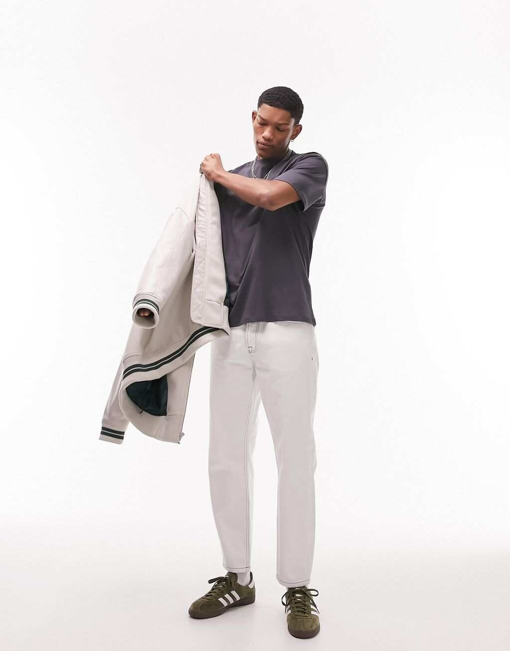 

Темно-угольная футболка оверсайз Topman
