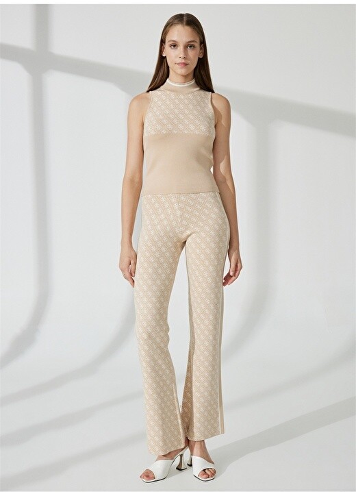 

Кремовая женская блузка с круглым вырезом Guess