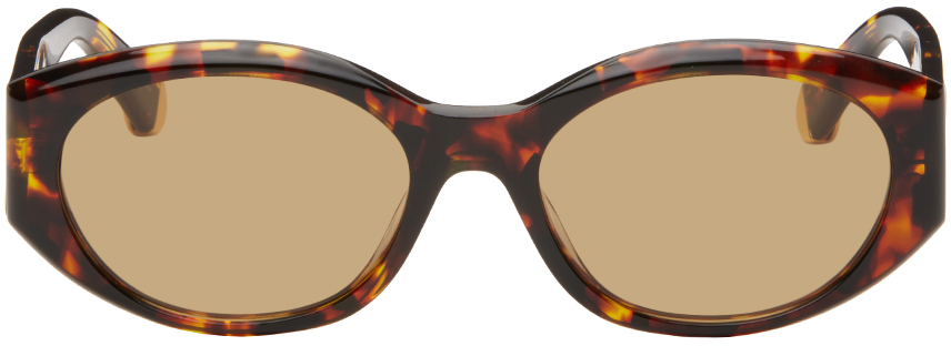 Овальные солнцезащитные очки черепаховой расцветки Stella Mccartney