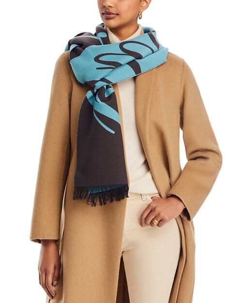 

Жаккардовый шарф с надписью Burberry, цвет Blue
