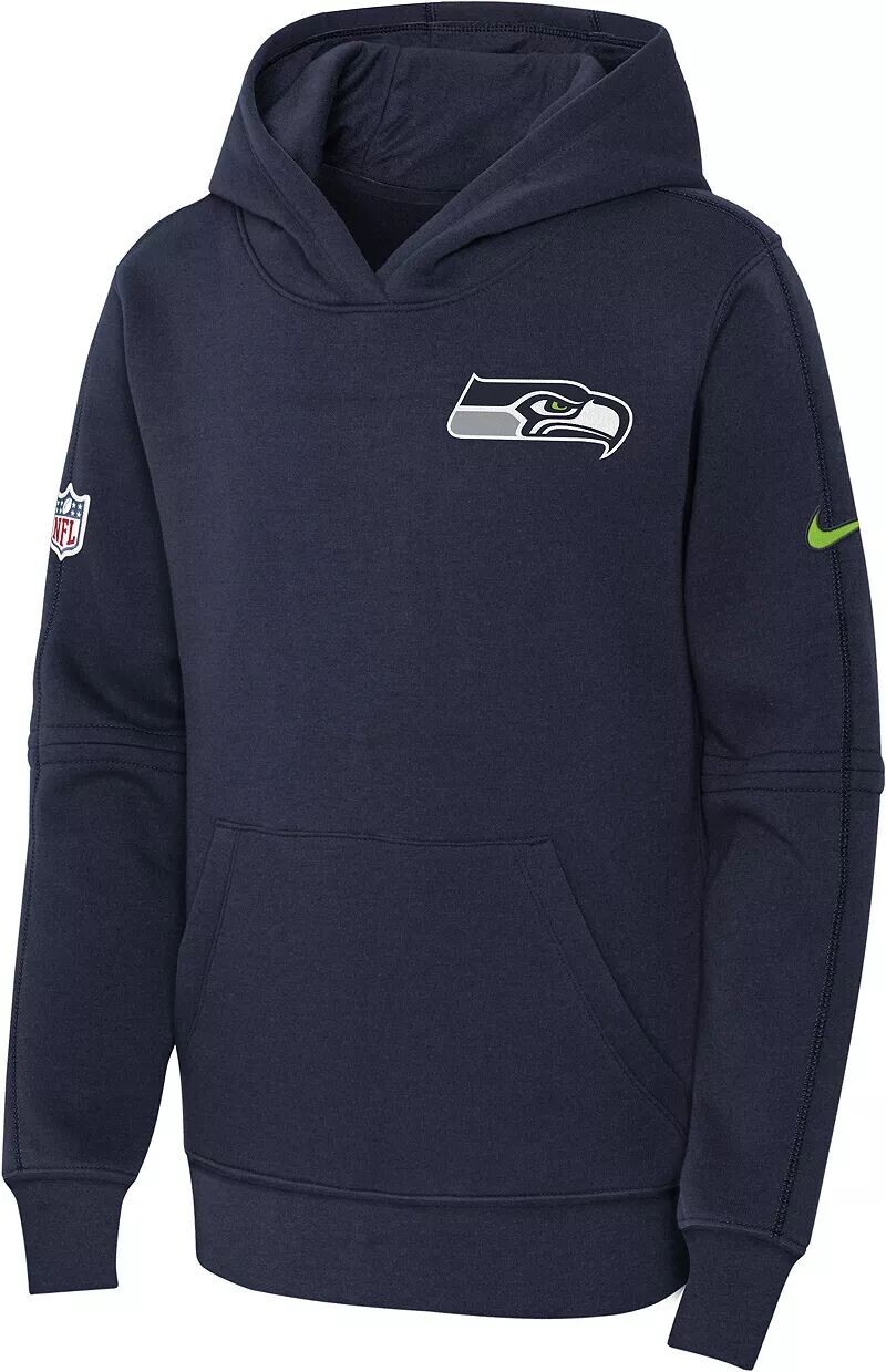 

Темно-синий пуловер с капюшоном Nike Youth Seattle Seahawks Sideline Club