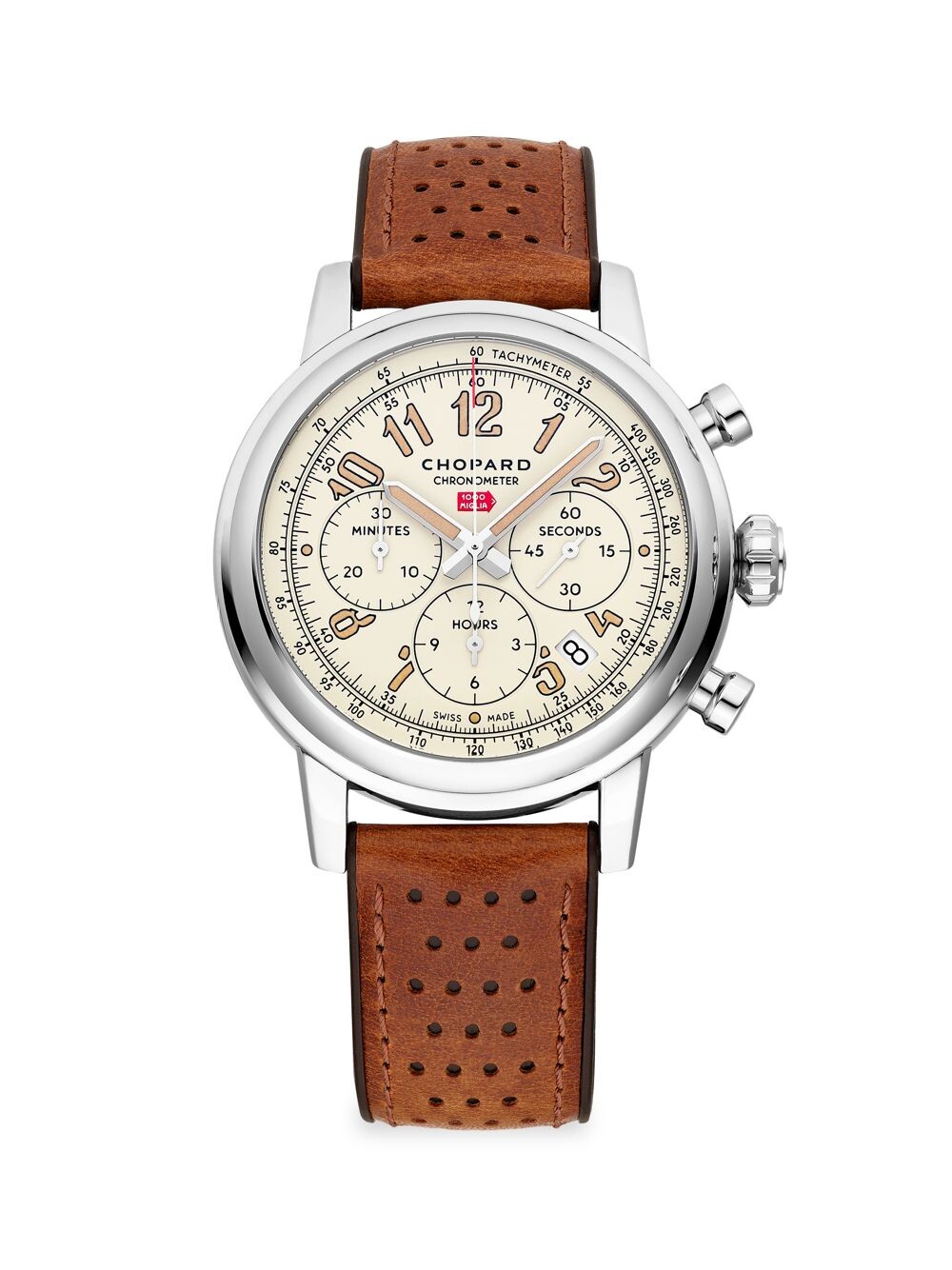 

Часы Mille Miglia Classic с хронографом Raticosa из нержавеющей стали и кожаным ремешком Chopard