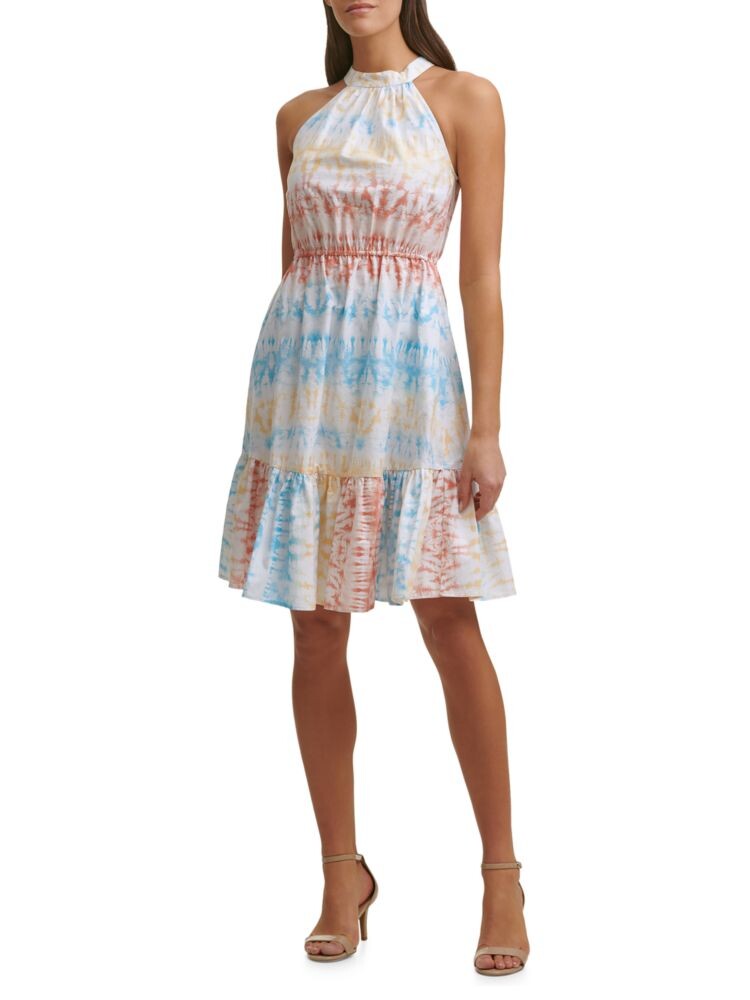 

Расклешенное платье с лямкой на бретельках Tie Dye Kensie, цвет White Multi
