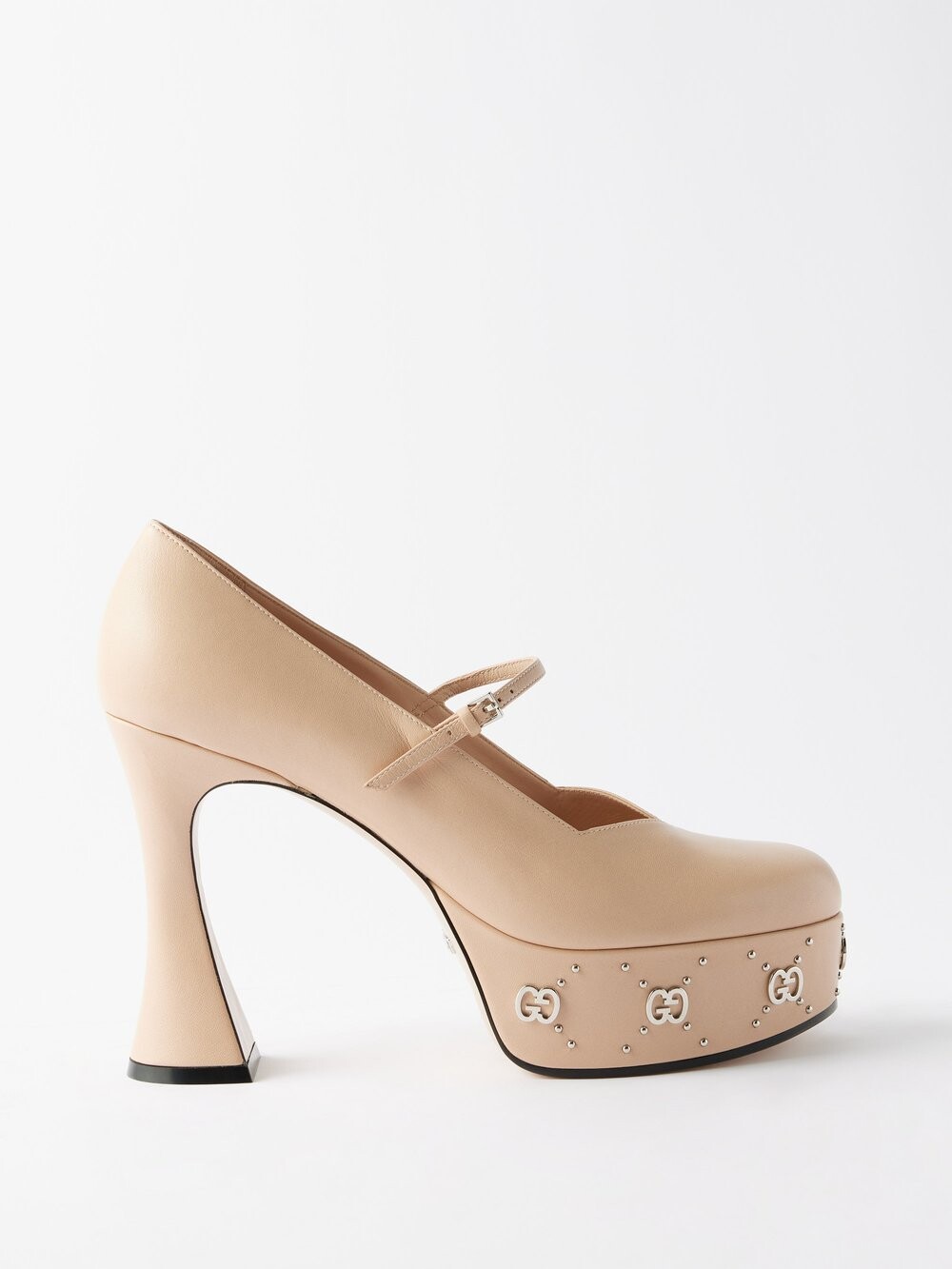 

Кожаные туфли на платформе janaya 75 mary jane Gucci, бежевый
