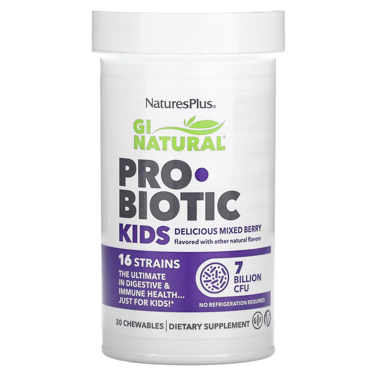 цена Пробиотики для детей NaturesPlus GI ягодная смесь, 30 жевательных таблеток