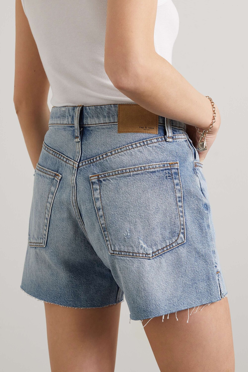 

RAG & BONE джинсовые шорты с эффектом потертости Vintage Cut Off, синий
