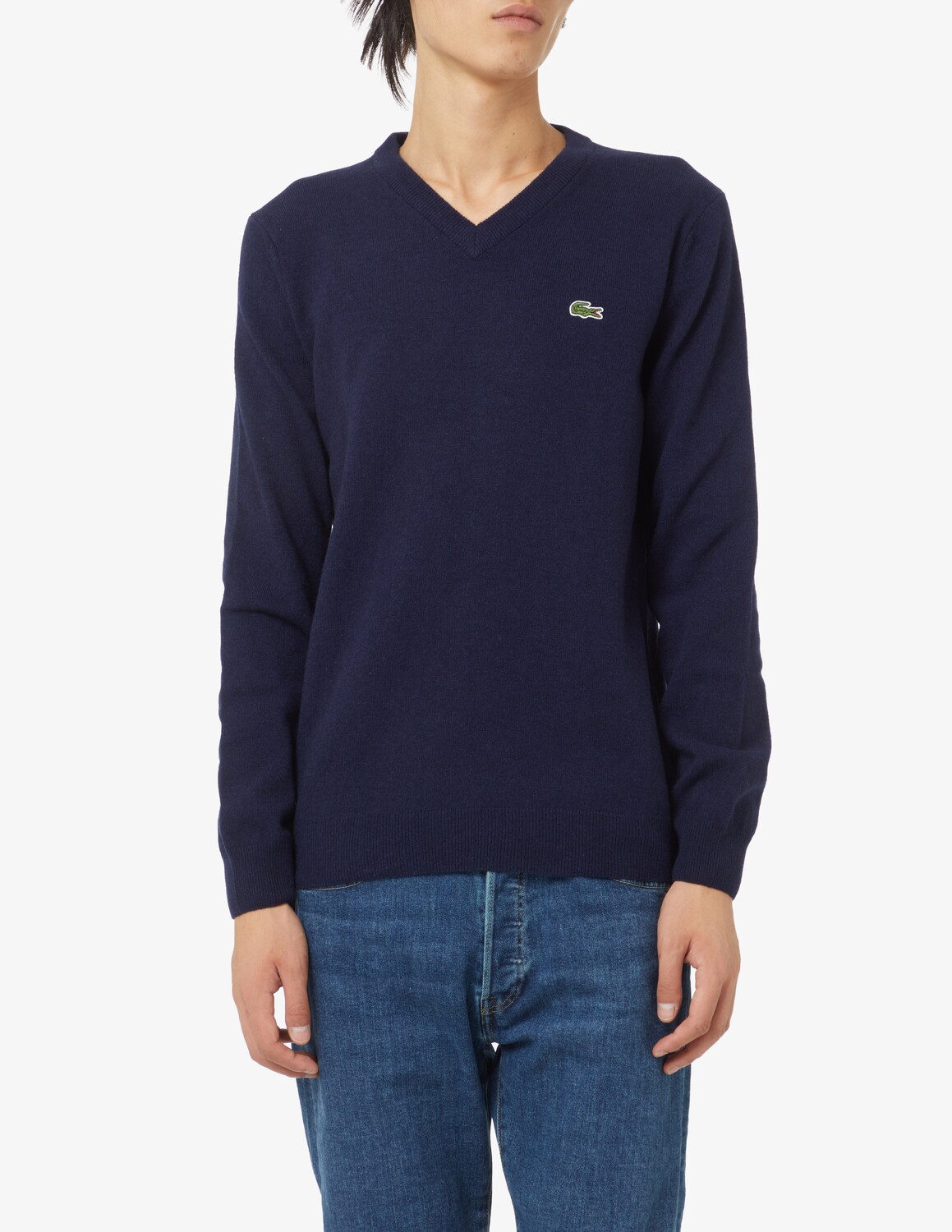 

Джемпер из смесовой шерсти с v-образным вырезом Lacoste, синий