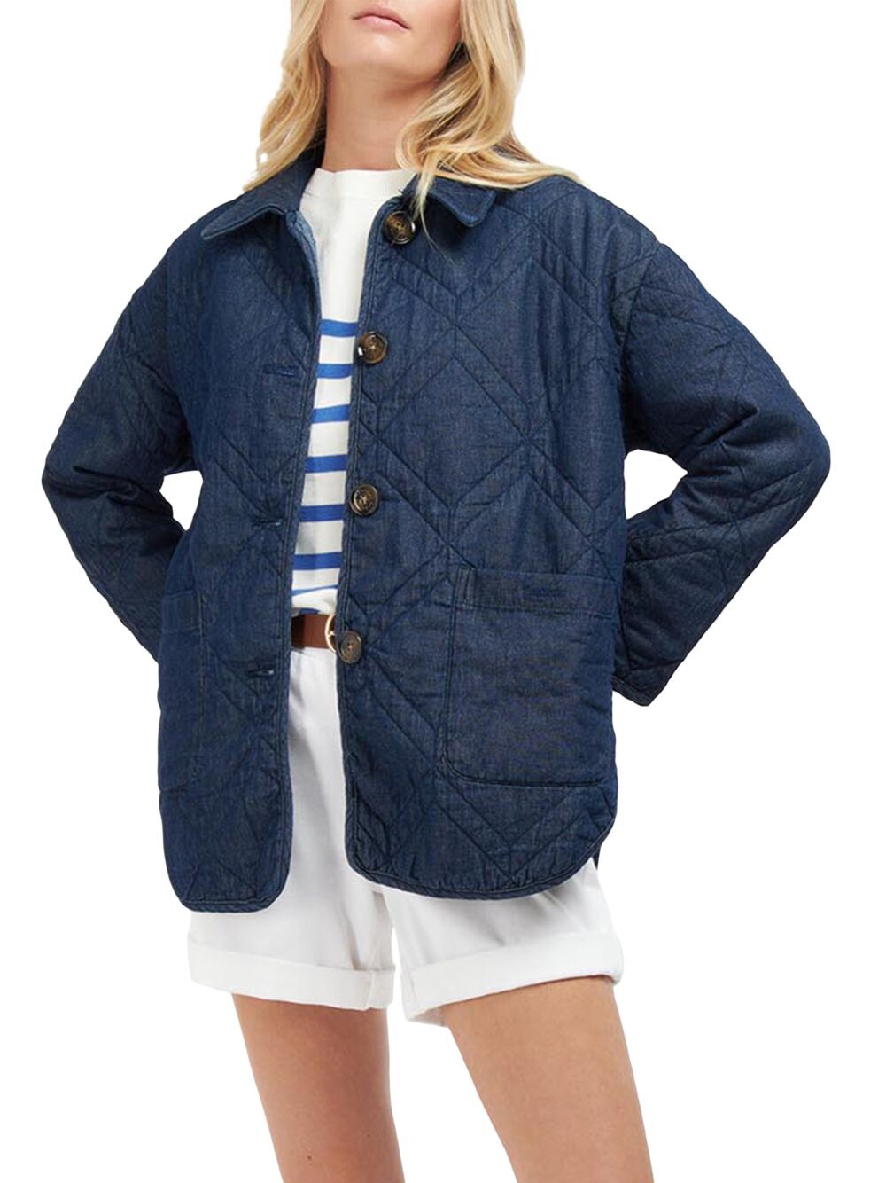 

Стеганая джинсовая куртка Barbour, индиго, Черный