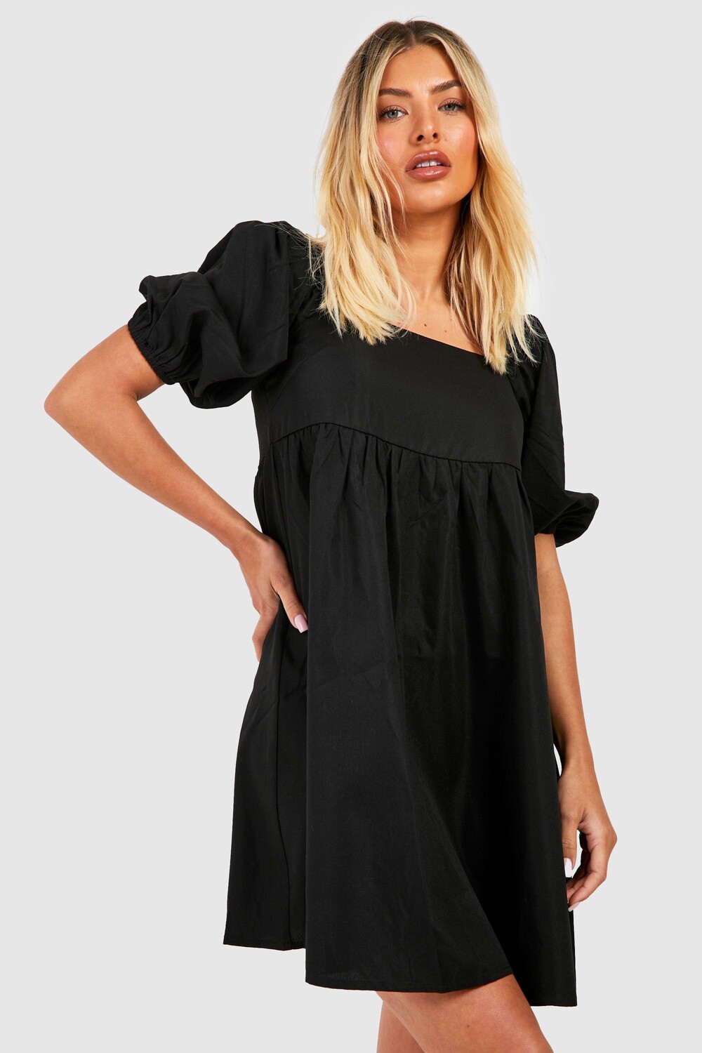 

Платье с пуховыми рукавами Boohoo, черный