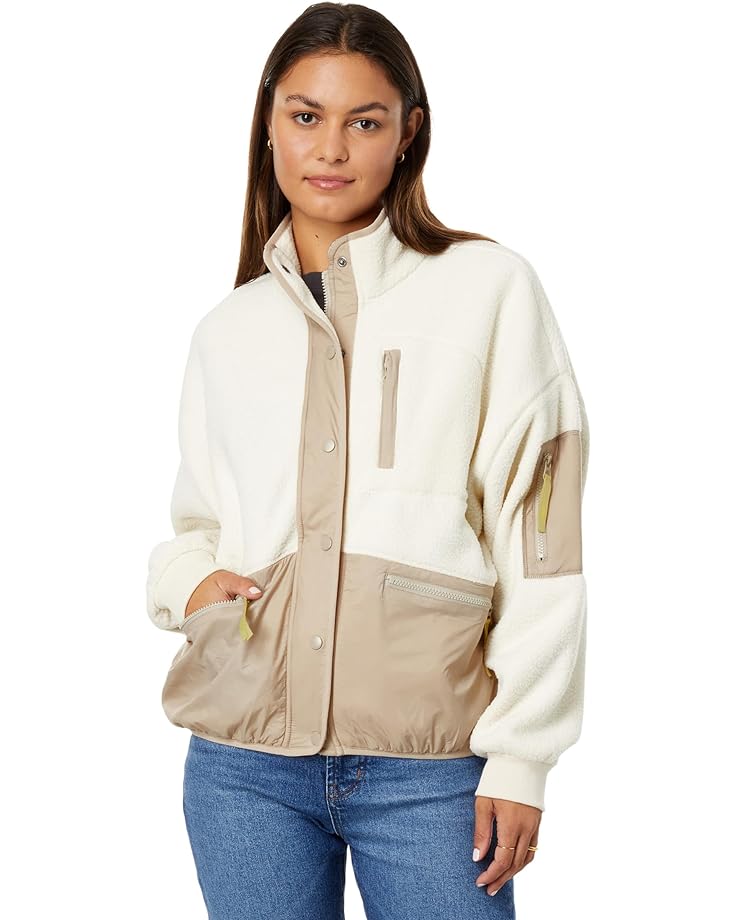 

Куртка Madewell (Re)sourced Sherpa Snap-Front, цвет Color-Block Antique Cream