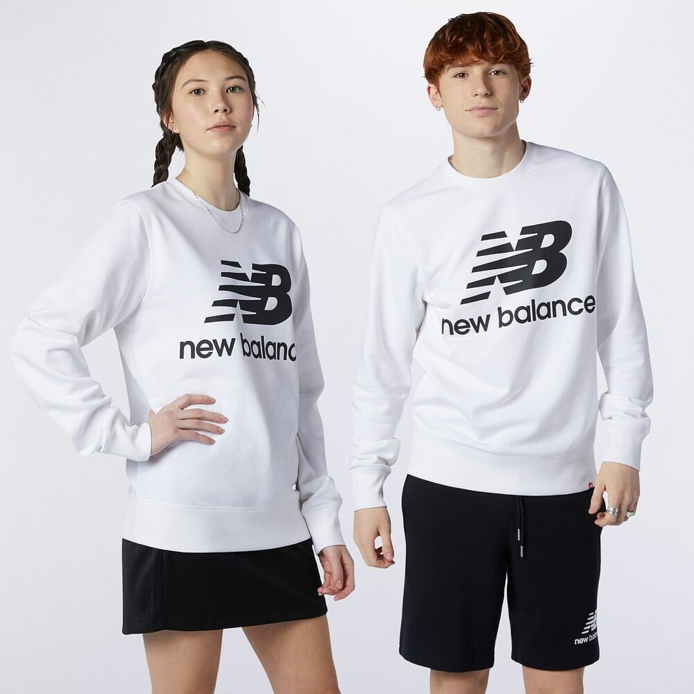 

Толстовка New Balance Essentials Stacked Logo Crew, белый