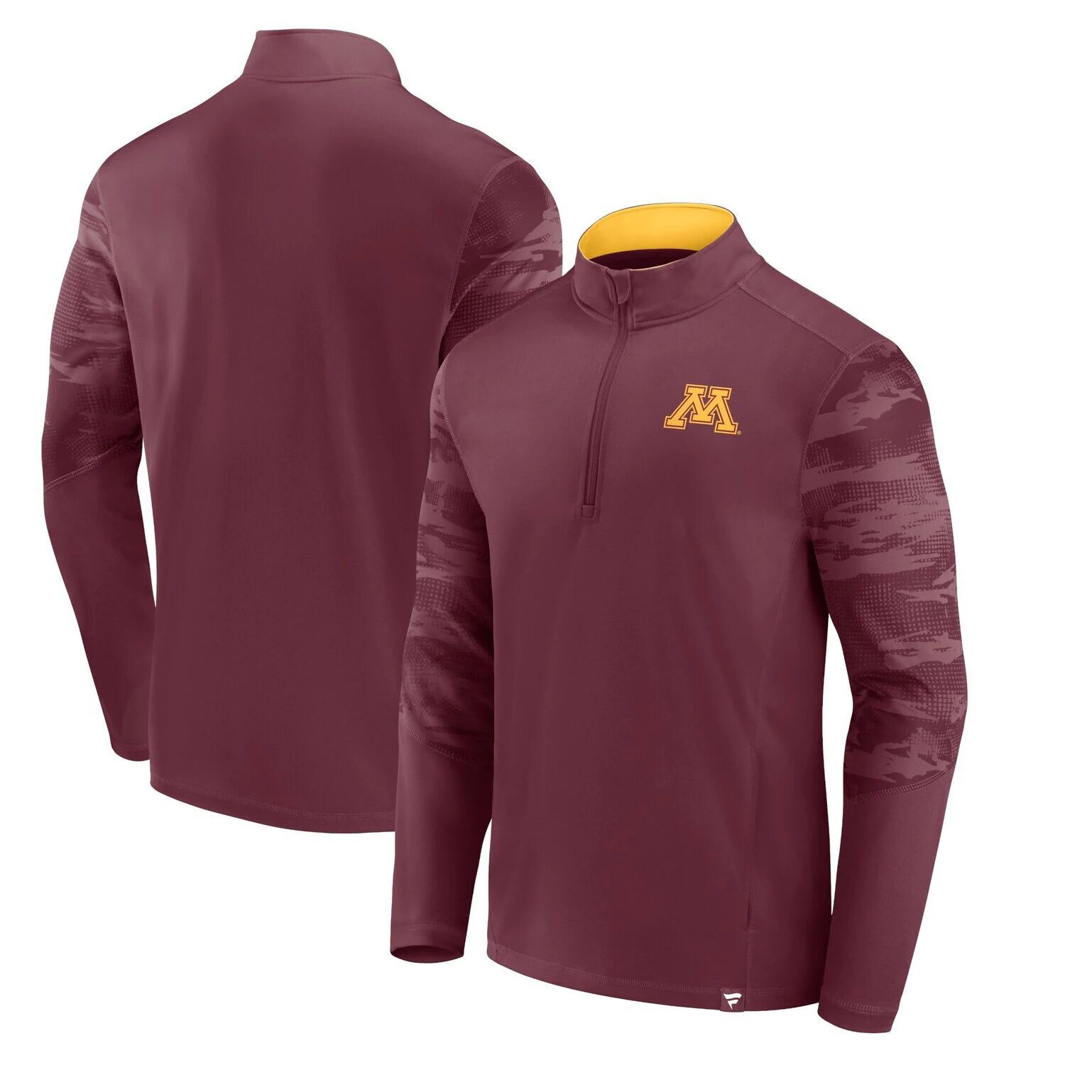 

Мужская темно-бордовая футболка с молнией четверти Minnesota Golden Gophers Ringer Fanatics, Красный