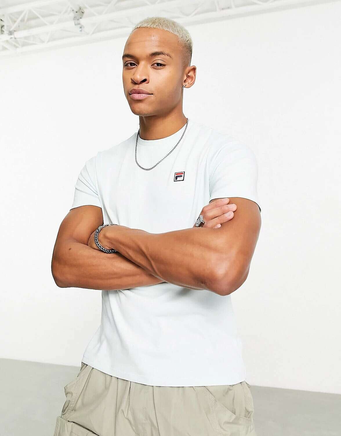 

Голубая футболка Fila Sunny с маленькой коробочкой-логотипом, Синий