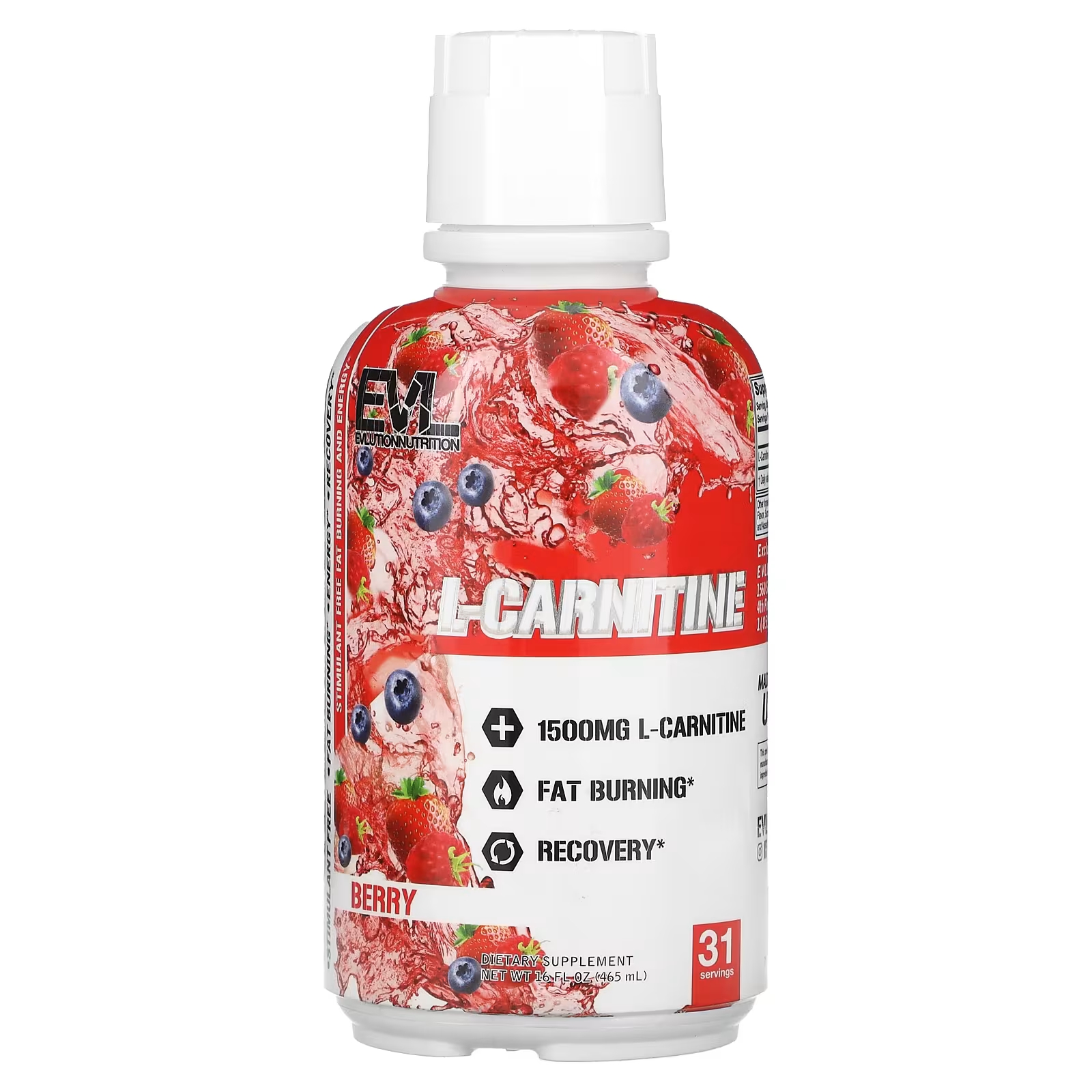 L-карнитин EVLution Nutrition с ягодным вкусом, 465 мл пищевая добавка ironman l карнитин 30 капсул