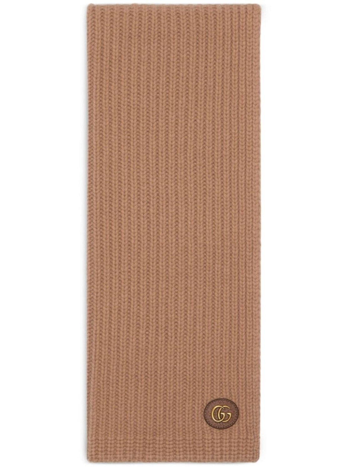 

Gucci GG-plaque ribbed scarf, нейтральный цвет