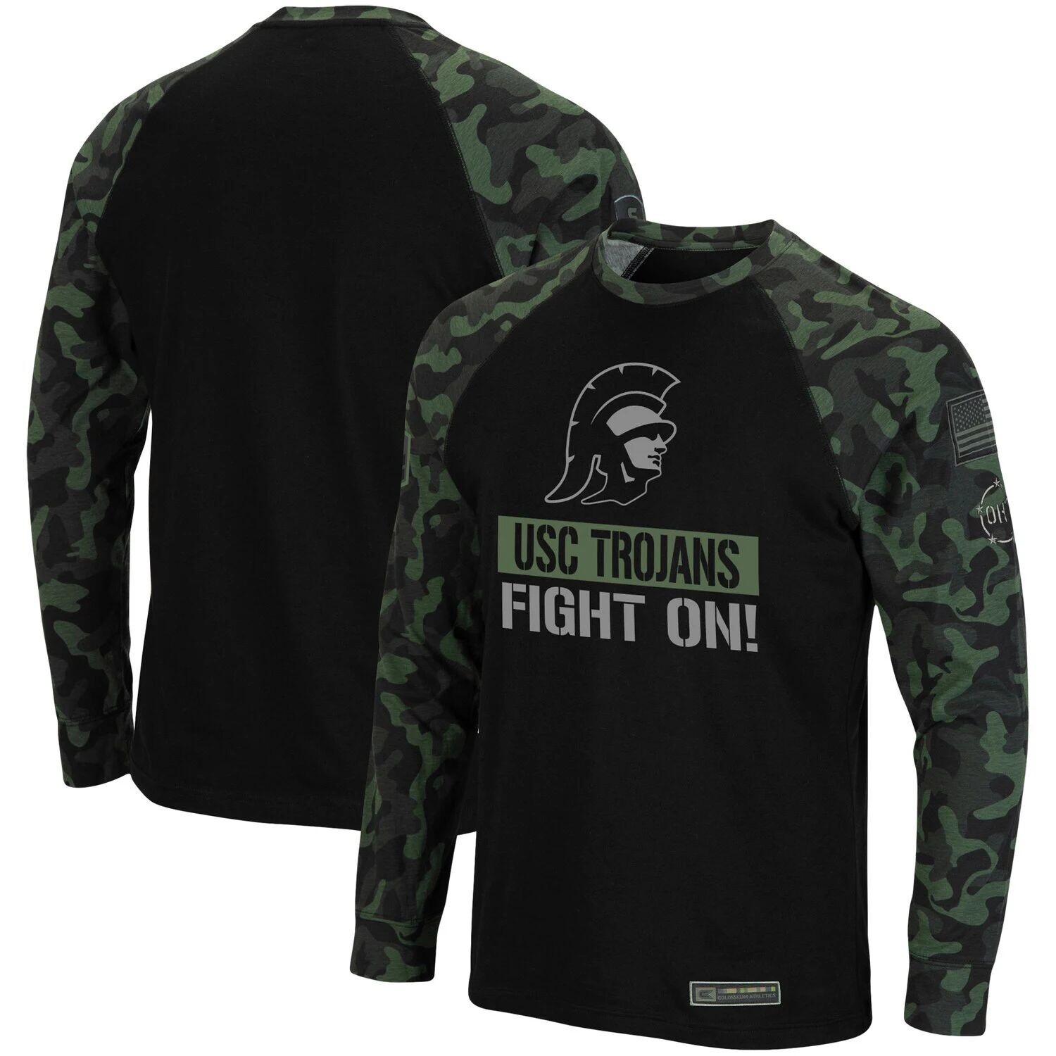 

Мужская черная/камуфляжная футболка USC Trojans Big & Tall OHT Military Appreciation Raglan с длинным рукавом Colosseum