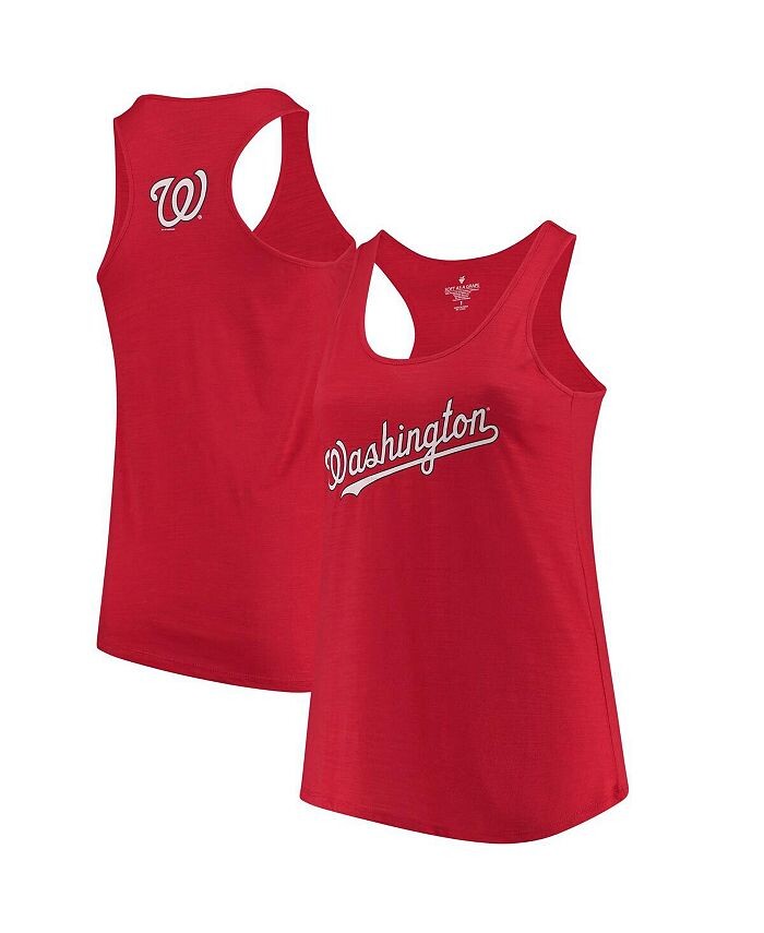 

Женская красная майка больших размеров Washington Nationals Swing for the Fences Racerback Soft As A Grape, красный