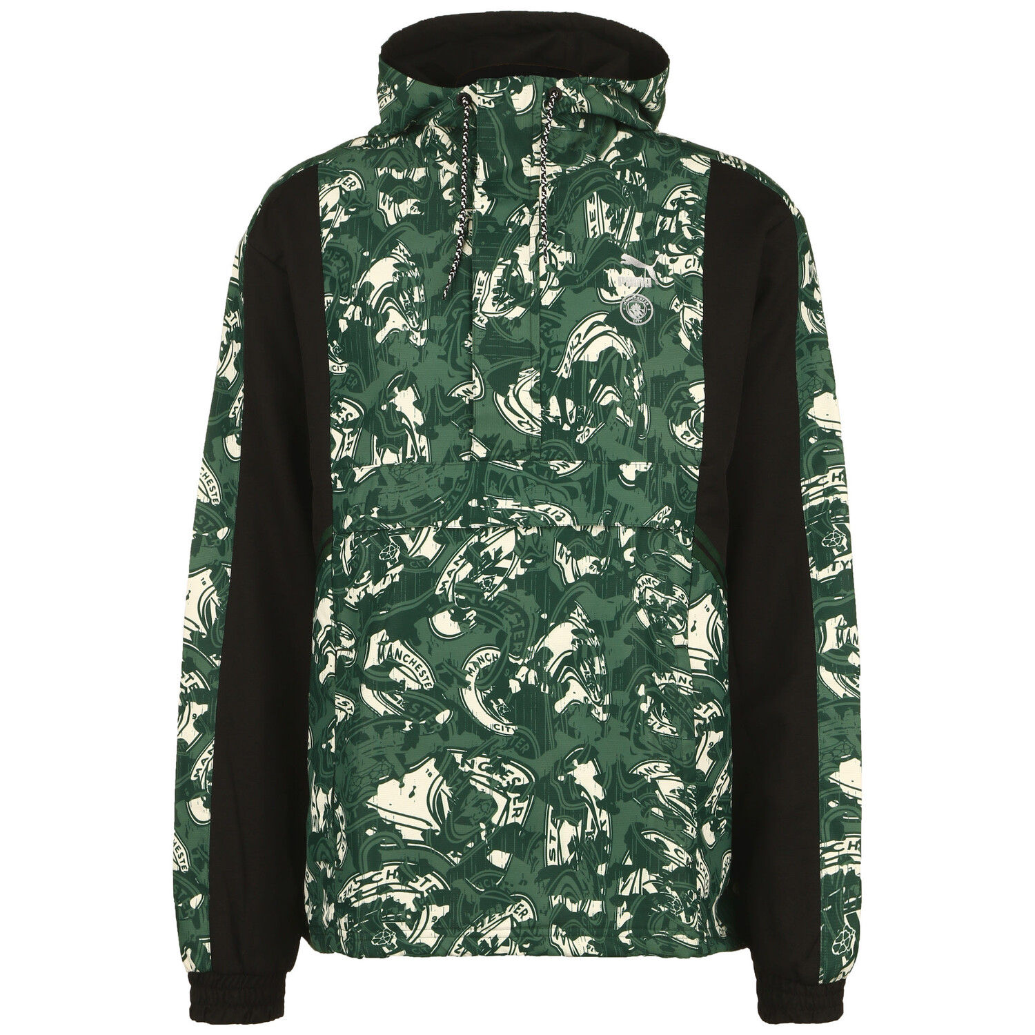 

Спортивная куртка Puma Windbreaker Manchester City TFS 1/2 Zip, зеленый/черный
