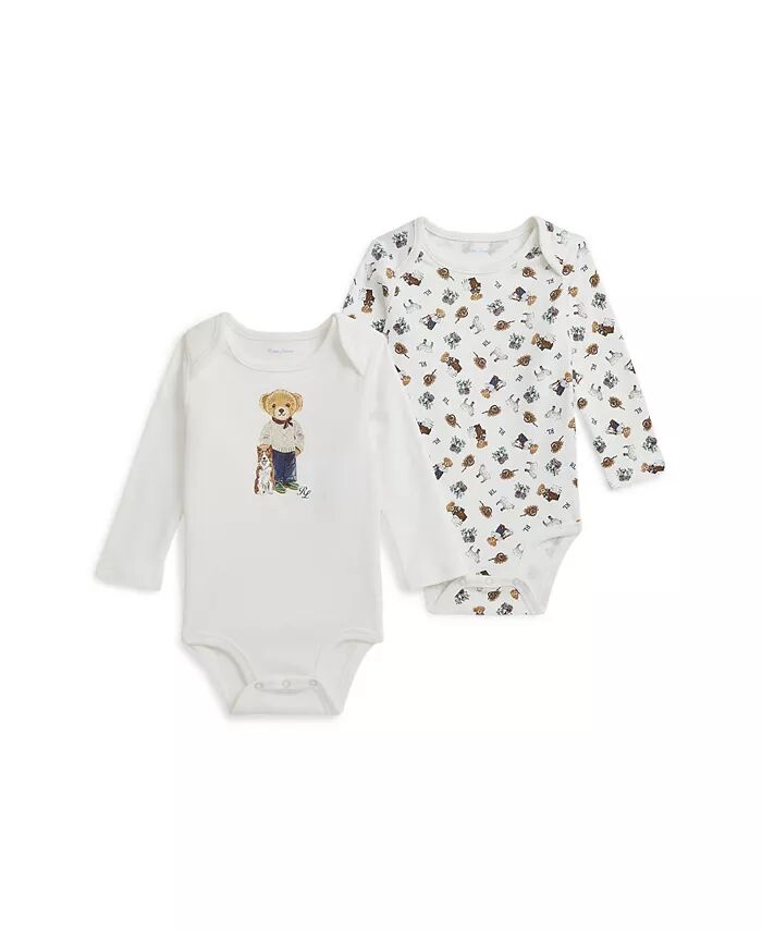 

Хлопковое боди Baby Boys Bear, 2 шт Polo Ralph Lauren, слоновая кость/кремовый