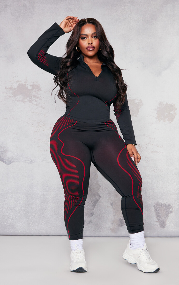 

PrettyLittleThing Спортивные леггинсы Plus Black Line с деталями