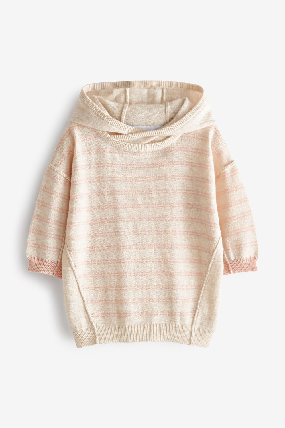 

Кремовое трикотажное платье с полосатым капюшоном Mint Velvet, розовый