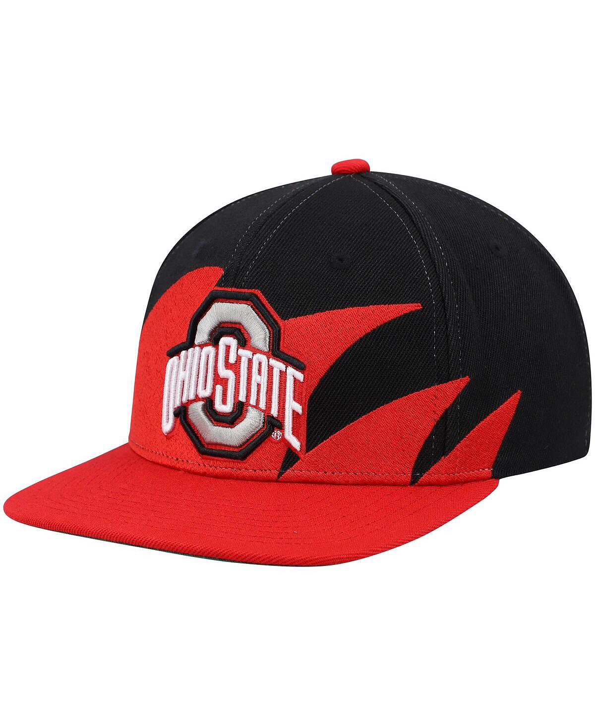 цена Мужская алая, черная шляпа Ohio State Buckeyes Sharktooth Snapback Mitchell & Ness