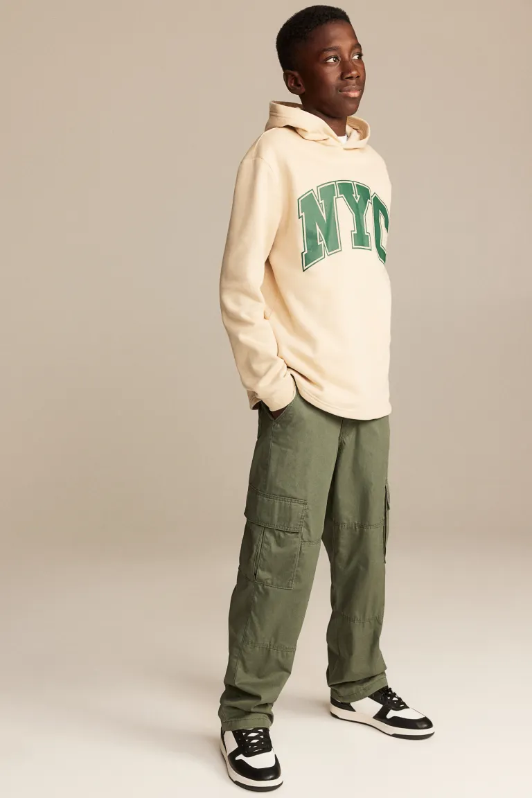 

Хлопковые брюки-карго на подкладке H&M, зеленый