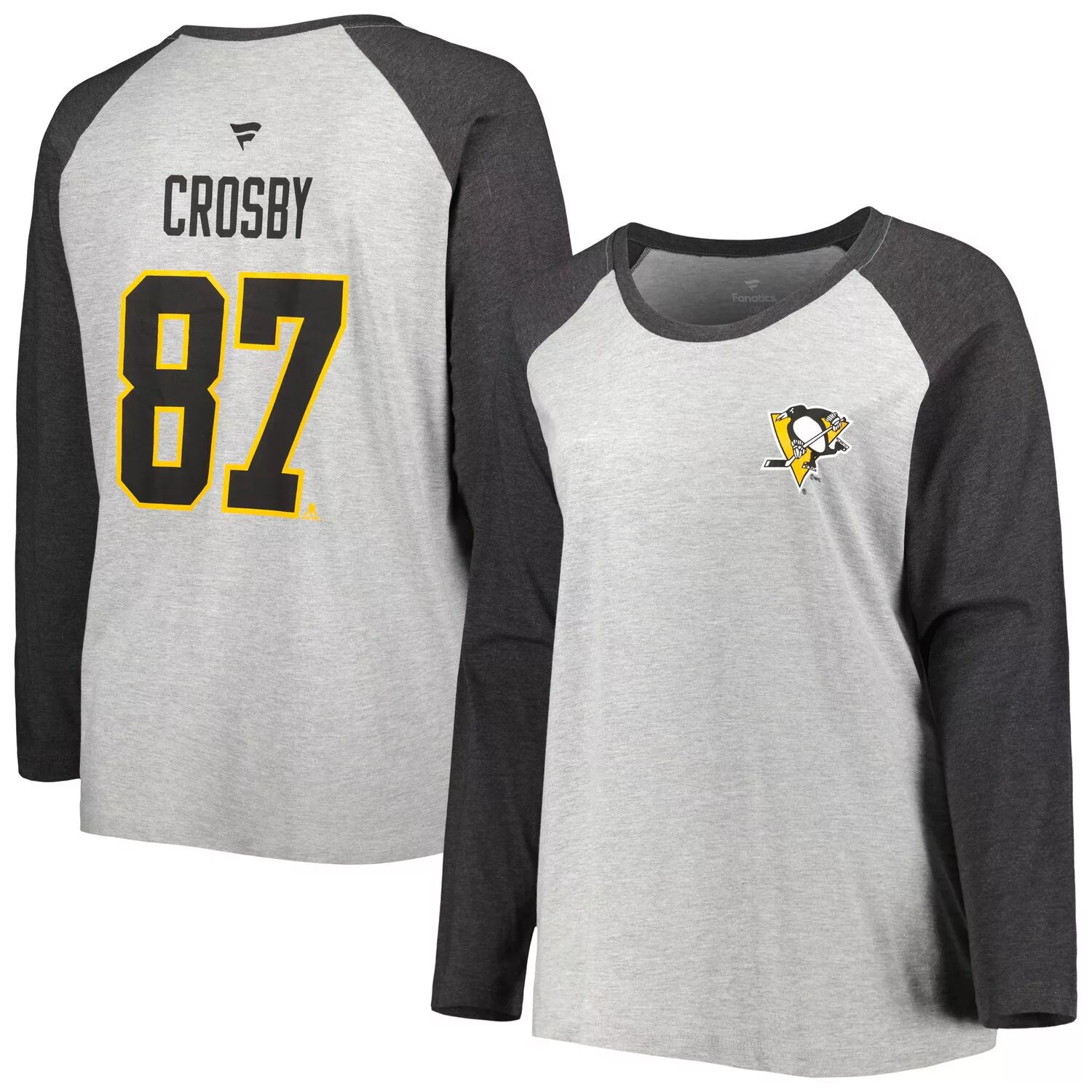 Женская футболка Fanatics с логотипом Sidney Crosby Heather Grey/Heather  Charcoal Pittsburgh Penguins, большие размеры, имя и номер, футболка реглан  с длинными рукавами Fanatics – заказать с доставкой из-за рубежа через  онлайн-сервис «CDEK.Shopping»