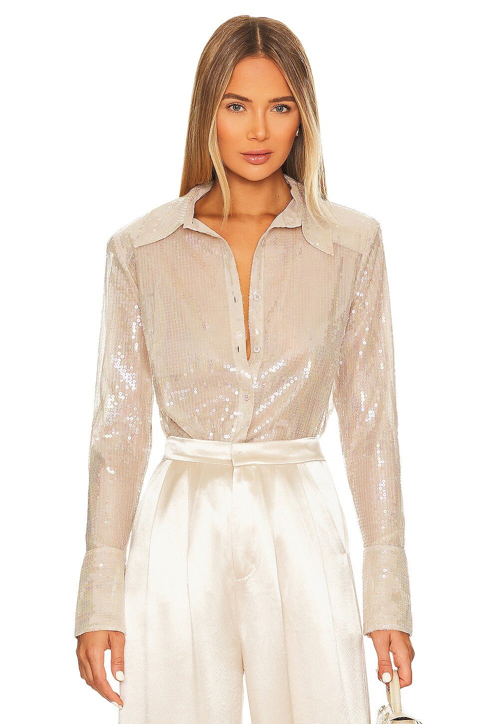 

Блузка NONchalant Label Tiffany Sequin Button Down, цвет Blush