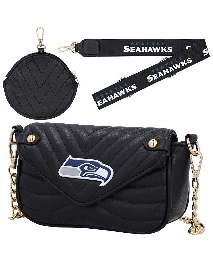 

Женская кожаная сумка Seattle Seahawks с ремешком Cuce, черный