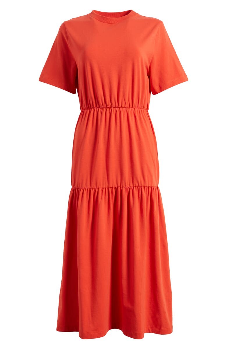 

Ярусное платье-футболка из хлопкового джерси MAX MARA LEISURE, ораньжевый