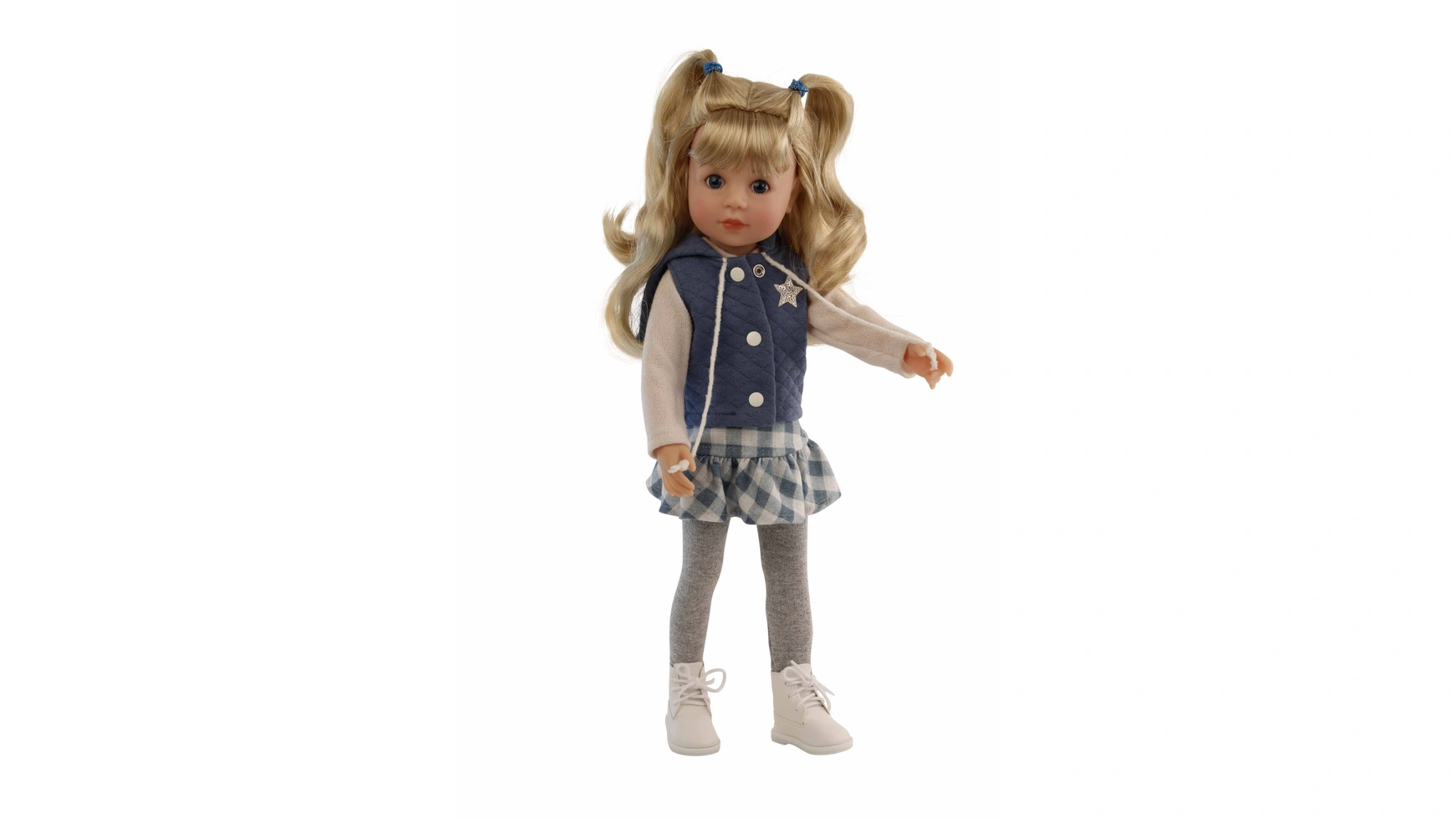 Schildkroet-Puppen Стоячая Кукла Йелла 46 см светлые волосы, спортивная одежда